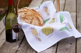 Winter veg tea towel